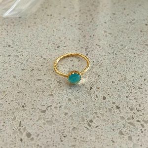 Vintage Blue topaz 14k gold plated ring